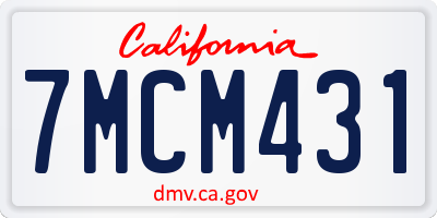 CA license plate 7MCM431