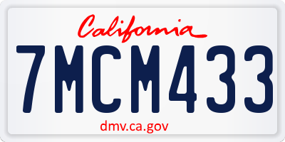 CA license plate 7MCM433