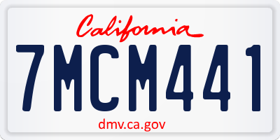 CA license plate 7MCM441