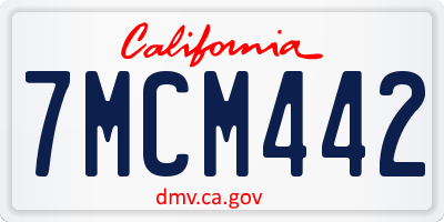 CA license plate 7MCM442