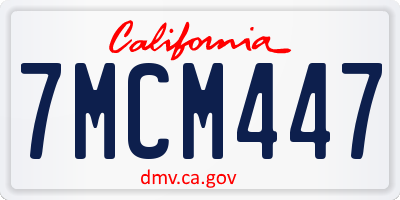 CA license plate 7MCM447