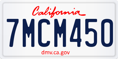 CA license plate 7MCM450