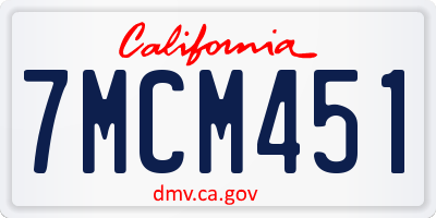 CA license plate 7MCM451