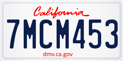 CA license plate 7MCM453