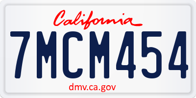 CA license plate 7MCM454