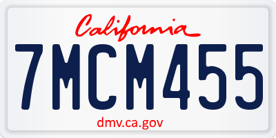 CA license plate 7MCM455