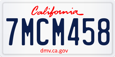 CA license plate 7MCM458