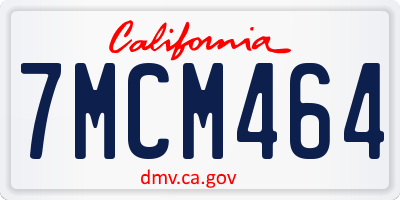 CA license plate 7MCM464