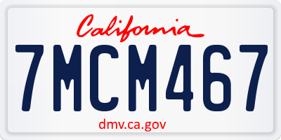 CA license plate 7MCM467