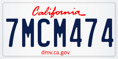 CA license plate 7MCM474