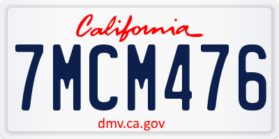 CA license plate 7MCM476