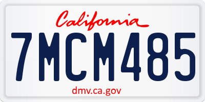 CA license plate 7MCM485