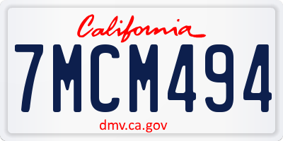 CA license plate 7MCM494