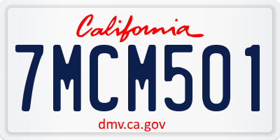 CA license plate 7MCM501