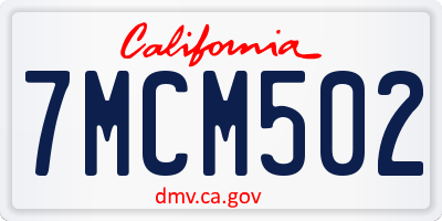 CA license plate 7MCM502