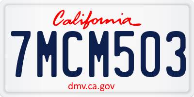 CA license plate 7MCM503