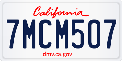 CA license plate 7MCM507