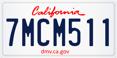 CA license plate 7MCM511