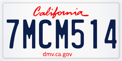 CA license plate 7MCM514