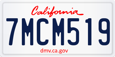 CA license plate 7MCM519