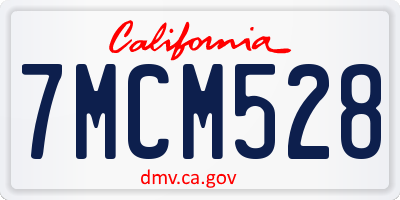 CA license plate 7MCM528