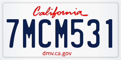 CA license plate 7MCM531