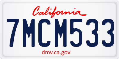 CA license plate 7MCM533