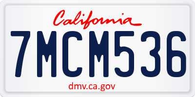 CA license plate 7MCM536