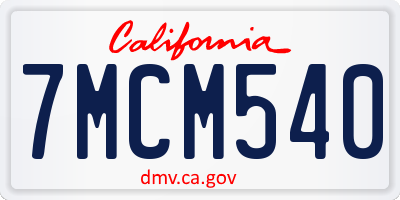 CA license plate 7MCM540
