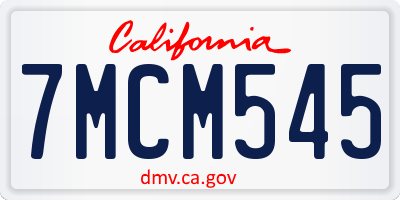 CA license plate 7MCM545