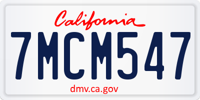 CA license plate 7MCM547