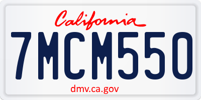 CA license plate 7MCM550