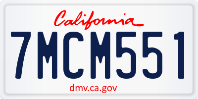 CA license plate 7MCM551