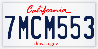 CA license plate 7MCM553