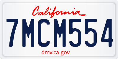 CA license plate 7MCM554