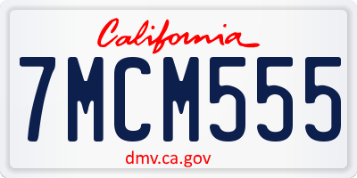 CA license plate 7MCM555