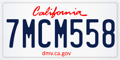CA license plate 7MCM558