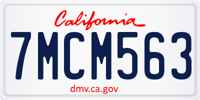 CA license plate 7MCM563
