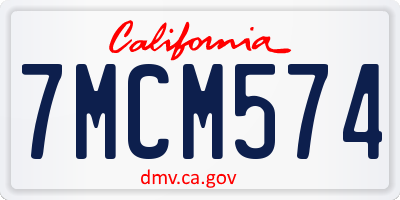 CA license plate 7MCM574