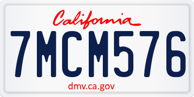 CA license plate 7MCM576