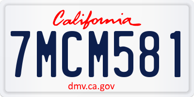 CA license plate 7MCM581
