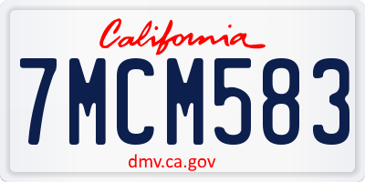 CA license plate 7MCM583