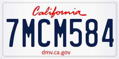 CA license plate 7MCM584