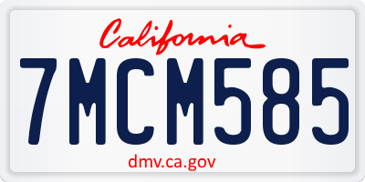 CA license plate 7MCM585