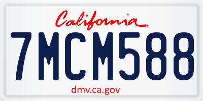 CA license plate 7MCM588