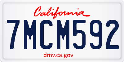 CA license plate 7MCM592