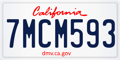CA license plate 7MCM593
