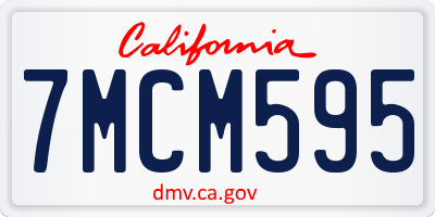 CA license plate 7MCM595