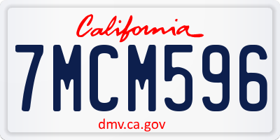 CA license plate 7MCM596