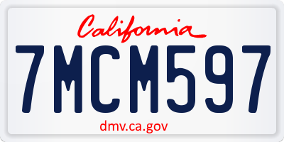 CA license plate 7MCM597
